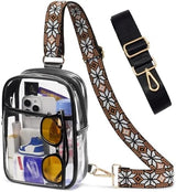 3 Pockets Clear Bag for Stadium Events with 2 Long Straps Sling Backpack Fanny Pack Concert Crossbody Purses for Women