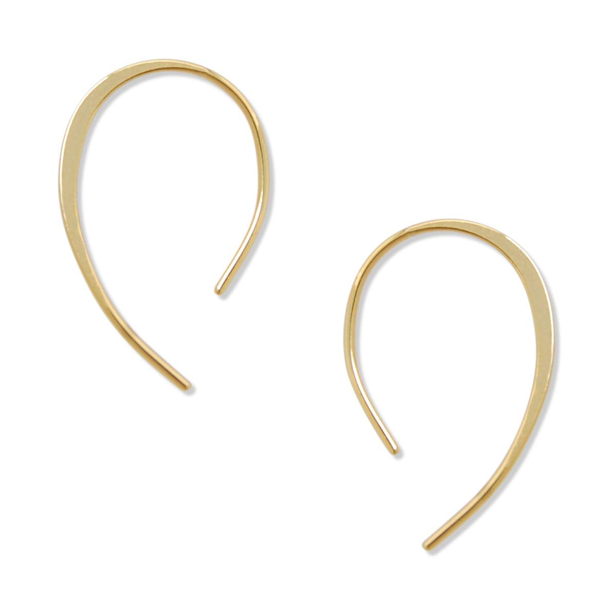 Upside Down Hoop Earrings - 18K Gold Plated Wire Threader Hoops for Women