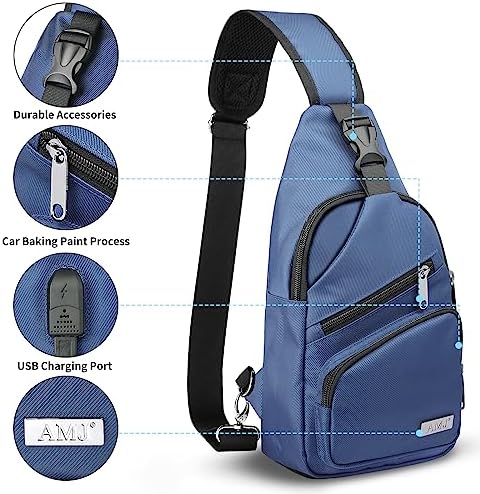 AMJ Crossbody Sling Bag Men Women, Casual Shoulder Backpack, Chest Daypack Satchel for Hiking Travel
