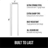 GORILLA GRIP Premium Landscape Staples 200 Pack 6 Inch, Heavy Duty 11 Gauge Galvanized Steel Garden Stakes, Sharp Rust Resistant Landscaping Pins, Lawn Anchors Weed Barrier Fabric, Sod, Irrigation