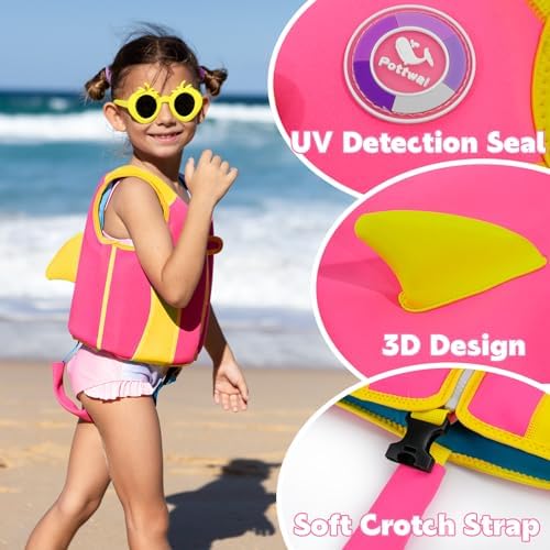 Pottwal Swim Vest for Kids - Swim Jacket for 1-2 Years (24-33LBS) - Buoyancy Aid Made of Neoprene & EPE - with Adjustable Crotch Strap