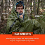 Survive Outdoors Longer 90% Emergency Bivvy - Comes with Survival Whistle & Tinder Paracord Drawstring - Add to Emergency Kit & Hiking Gear - Waterproof, Windproof & Tear-Resistant