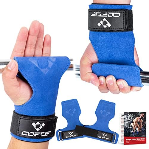 Weight Lifting Wrist Strap, Double Layer Leather Wrist Strap for Deadlift and Powerlifting, Adjustable Neoprene Padded Gym Workout Lifting Hooks (Pair)