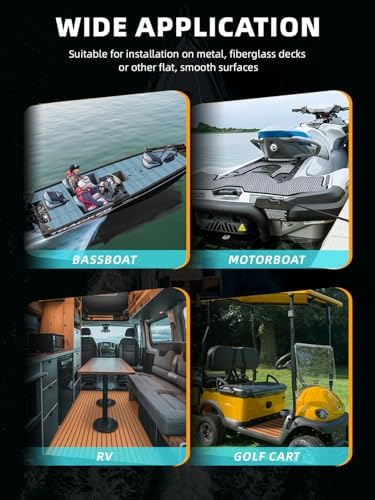 FOCEAN Boat Flooring EVA Foam Boat Decking Marine Mat Non-Slip Self-Adhesive Flooring Sheet for Motorboat Kayak Surfboard Garden Floor Swimming Pools, 94.5''x 47.2'', Grey with Black Lines