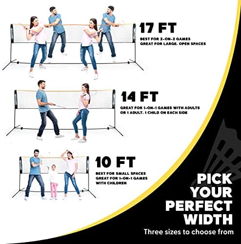 Boulder Portable Badminton Pickleball Net - Foldable/Extendable Poles for Multiple Sports Heights (UP to 5 ft) - Ideal for Tennis, Pickleball, Soccer Tennis - Easy Setup