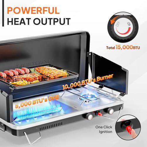 ROVSUN 2-in-1 Portable Camping Stove with Grill