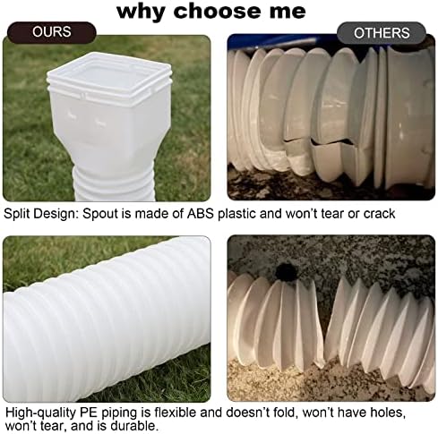 White 1-Pack Rain Gutter Downspout Extensions Flexible, Drain Downspout Extender,Down Spout Drain Extender, Gutter Connector Rainwater Drainage,Extendable from 21 to 68 Inches