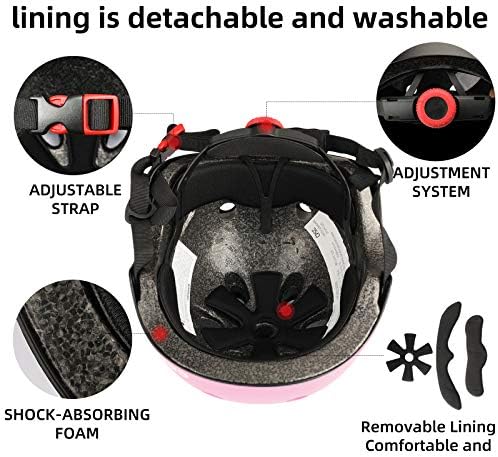 Kids Bike Helmet,Toddler Skateboard Helmets for Ages 2-3-5-8-14 Years Boys Girls，Adjustable Multi-Sport Bicycle Skateboarding Football Roller Skating Scooter Rollerblade Balance Bike Helmet