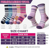 DoSmart Merino Wool Hiking Socks for Women Thermal Winter Warm Moisture Wicking Boot Work Cushion Gift Socks 5 Pairs