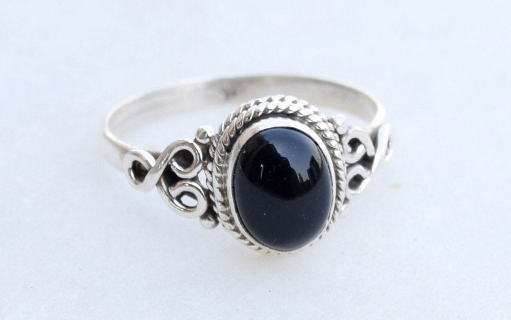 Black Onyx Stone Ring 925 Sterling Silver Statement Ring For Women Handmade Gemstone Christmas Jewellery Size US 8 Gift For Her