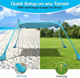 Beach Tent, Beach Canopy Tent Sun Shade with Beach Blanket, Beach Tent Sun Shelter 11x11 FT with UPF 50+ UV Protection, Beach Sun Shade for Beach, Camping, Backyard and Picnics