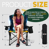 Overmont Oversized Folding Camping Chair - 450lbs Support with Padded Cushion Cooler Pockets - Heavy Duty Collapsible Chairs for Sports Garden Beach Fishing