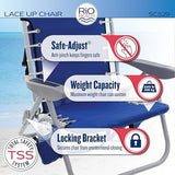 Rio Brands 4-Position Backpack Lace-Up Suspension Folding Beach Chair, Bright Stripe