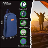 30 Pcs Camp Cooking Utensil Set & Outdoor Kitchen Gear Cookware Kit, Portable Compact Carry Case for Camping, Hiking, Travel, BBQ Grilling Stainless Steel Accessories Spoon & Fork, Navy