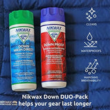 Nikwax Down, Down DUO-Pack, 300ml, Wash-In Cleaning and Waterproofing adds DWR Water Repellency to Down Filled Jackets, Outerwear, Sleeping Bags, Restores and Protects Insulation and Loft