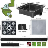 Gutter Downspout Extensions, NAACOO Upgraded 12x12in Catch Basin Low Profile Downspout Extender | No Deep Dig French Drain, Flexible Pipe Extension to 8.2ft, Protect House Foundation.