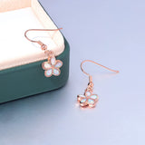 CiNily Rose Gold Plated Flower Dangle Drop Earrings Opal Earrings for Women