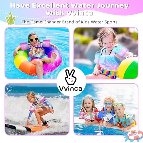 Vvinca Separable Toddler Swim Vest Fit 22-66 Lbs（1-6 Years）|2025 Newest 3 in 1 Pool Float & Arm Bands Boys and Girls, Adjustable Sturdy Safety for Infant 1 2 3 4 5 6 Year