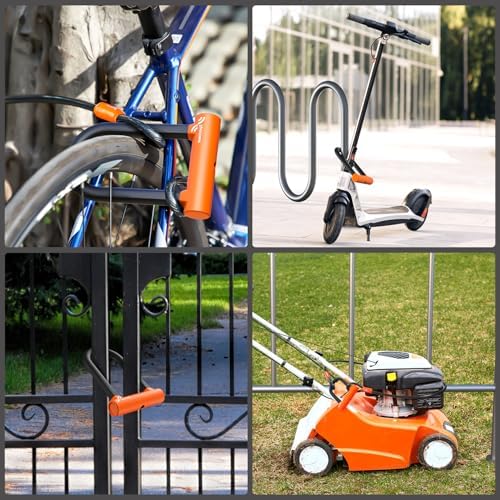 Sportneer Bike U Lock - Heavy Duty Anti Theft Bike Lock with 5ft Security Steel Cable - 17mm Shackle Bicycle U-Locks with Keys & Sturdy Mounting Bracket for Road, Mountain, Electric Bike - Orange