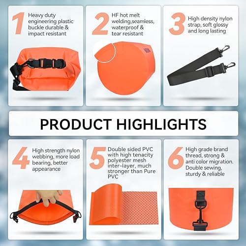 MARCHWAY Floating Waterproof Dry Bag Backpack 5L/10L/20L/30L/40L, Roll Top Sack Keeps Gear Dry for Kayaking, Rafting, Boating, Swimming, Camping, Hiking, Beach, Fishing