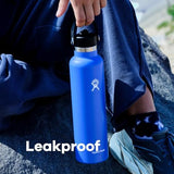 Hydro Flask 24 Oz Stainless Steel Standard Mouth Water Bottle with Flex Straw Cap and Double-Wall Vacuum Insulation