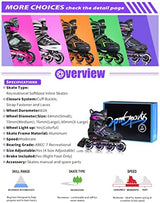 2PM SPORTS Vinal Girls Adjustable Flashing Inline Skates, All Wheels Light Up, Fun Illuminating Skates for Kids Men Adult Women and Boys