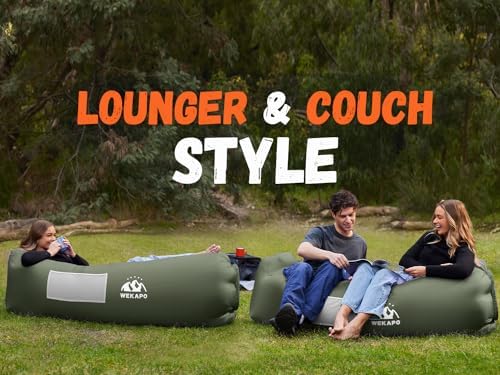 WEKAPO Inflatable Lounger Air Sofa Hammock-Portable,Water Proof& Anti-Air Leaking Design-Ideal Couch for Backyard Beach Traveling Camping Picnics & Music Festivals