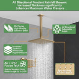 VANFOXLE Shower Faucet Set Brushed Gold Shower System,Push Button Diverter Shower Faucet with 2 in 1 Handheld,Ceiling Mount 10 Inch Shower Head with 6 Inch Wall Mount Shower Head