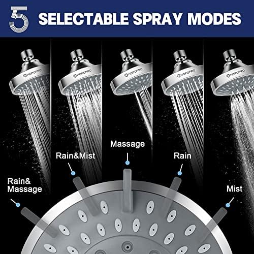 HOPOPRO 5-Mode High Pressure Shower Head - The Washington Post, NBC News, Today TV Show Recommended - High Flow Fixed Showerheads (4 Inch Chrome)