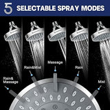 HOPOPRO 5-Mode High Pressure Shower Head - The Washington Post, NBC News, Today TV Show Recommended - High Flow Fixed Showerheads (4 Inch Chrome)