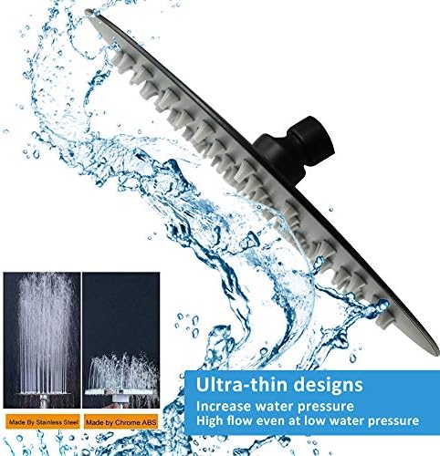 NearMoon Rain Shower Head, Ultra-Thin Design-Pressure Boosting, Awesome Some Experience, High Flow Stainless Steel Rainfall Head (8 Inch,Matte Black)