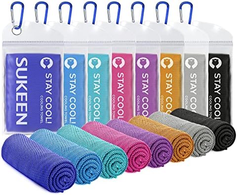 Sukeen Cooling Towels 8 Pack (40"x 12"), Cooling Towels for Neck and Face, Microfiber Breathable Towel for Hot Weather, Sweat Towel for Gym, Sport, Yoga, Golf, Workout, Camping, Running