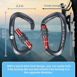 25KN Locking Climbing Carabiner Clips, UlAA Certified Rockclimbing Carabiner,Heavy Duty Carabiners Equipment,Large SizeCarabiner for Climbing, Rappelling,Hunting and Rescue