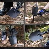 REDCAMP 23" Military Folding Camping Shovel w/Cover,Portable Shovel with High Manganese Steel, Tactical Entrenching Tool Tri-fold Handle Shovel for Camping Hiking Sand Mud Snow Beach, Black 2.5Lbs