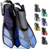 CAPAS Snorkel Fins, Swim Fins Travel Size Short Adjustable for Snorkeling Diving Adult Men Women Kids Open Heel Swimming Flippers