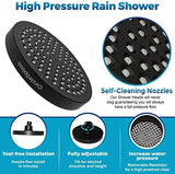 High Pressure Shower Head - Anti-Clogging Silicone Nozzles - 2.5 GPM Removable Restrictor - Easy to Clean Adjustable Replacement - easy to install with Plumbers Tape - 6 inch - Matte Black Finish