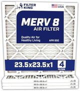 Filter King 23.5x23.5x1 Air Filter | 4-PACK | MERV 8 HVAC Pleated AC Furnace Filter | MADE IN USA | Actual Size 23.5 x 23.5 x .75"