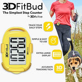 3DFitBud Simple Step Counter Walking 3D Pedometer from 3DActive with Clip & Lanyard - A420S