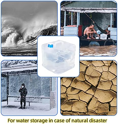 2 Pack Collapsible Water Container with Spigot, Foldable Cube Water Jugs Portable Water Storage for Outdoors Camping Hiking Disaster Preparedness & Survival Gear 1.4/2.6/4/5.3 Gallon