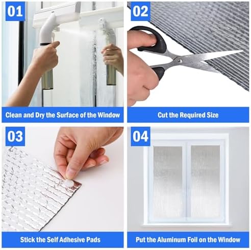 YoleShy Double Reflective Insulation 48 in X 10 FT RV Window Insulation for Summer Heat Reflective Window Film for Roof, Car, Garage Doors