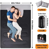 CANWAY Double Sleeping Bag Flannel for Adults Cold Weather Queen Size Two Person Sleeping Bags for Camping with 2 Pillows