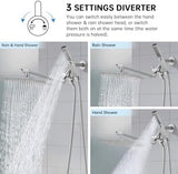 G-Promise All Metal 12 Inch Dual Shower Head with Handheld Combo, Rain Shower Head, Adjustable Extension Arm, Smooth 3-Way Diverter, 71 Inch Extra Long Hose - A Bathroom Upgrade(Brushed Nickel)