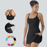 The Ultimate Tummy Control Backless Active Dress -Made for Movement & Easy Bathroom Breaks, Workout Exercise Dress(Black,S)