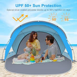 Gorich Beach Tent Sun Shelter with UPF50+ UV Protection for 3-6 Person, Lightweight & Portable Beach Shade Canopy with 2 Zippered Doors, Easy Setup Family Beach Umbrella
