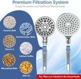 Dual Filtered Rain Shower Head Combo, Handheld Shower Head with Adjustable Bar - Rainfall Shower Head And Showerhead with Filter for Hard Water - Removes Chlorine