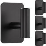 Eowihor Heavy Duty Adhesive Hooks - 26lb Max, Sticky Wall Hooks Waterproof Stainless Steel for Hanging Towel, Coat, Robe, Towel Hooks Stick on Bathroom, Kitchen, Shower, Door (Black, 4 Pack)
