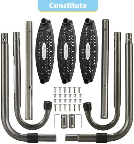 HBTower Trampoline Ladder, 3-Step Trampoline Steps with Horizontal Wide Steps, Skid-Proof Steps Universal Hook, UV Treated Steel, 220Lbs Capacity Trampoline Stairs Accessories for Kids/Children