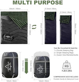 Double Sleeping Bag for Adults Kids Camping, XL Queen Size Sleeping Bags for 2 Person All Season Hiking Backpacking, Lightweight Waterproof with Compression Sack