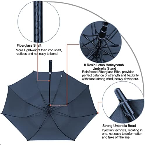G4Free 47/54/62/68 Inch Automatic Open Golf Umbrella Oversize Extra Large Double Canopy Vented Windproof Waterproof Stick Umbrellas