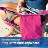 Kijaro Beach Sling Chair with Cooler Pocket - Various Fun Colors & Patterns - Perfect Beach Folding Chair and Camping Chair - Includes a Detachable Pillow